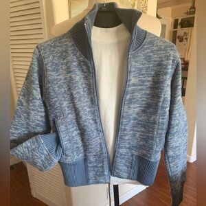 Blue Zip-Up  extra thick equestrian Sweater jacket, with zip pockets,